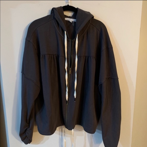 Young Fabulous & Broke Jackets & Blazers - Cropped grey light sweatshirt jacket.